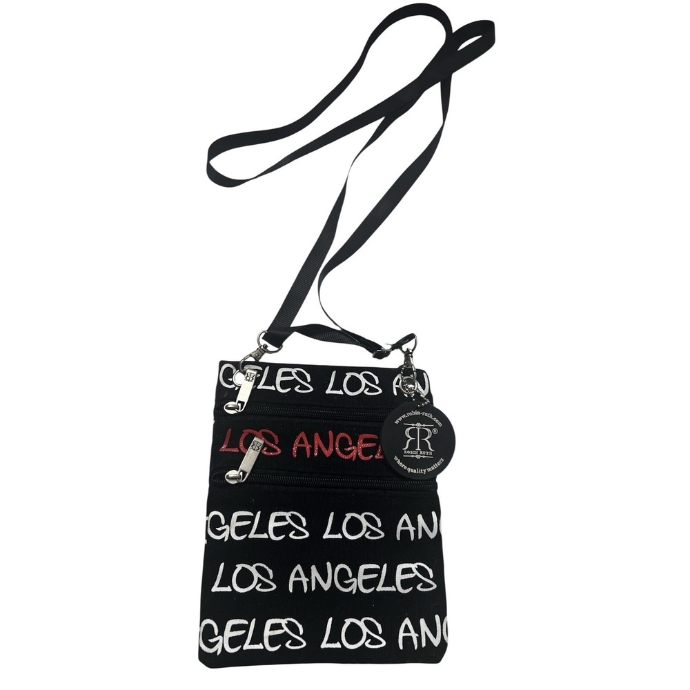 Robin Ruth Las Vegas Black Red White Double Zipper Cross Bag 6.5X8.5